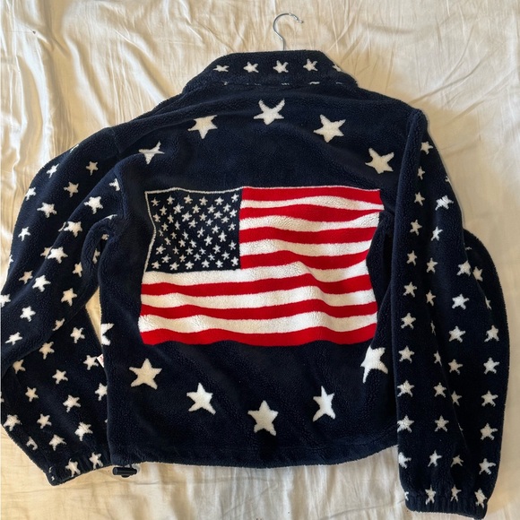 Vintage Milton Funwear Fleece American Flag Jacket - Picture 1 of 2